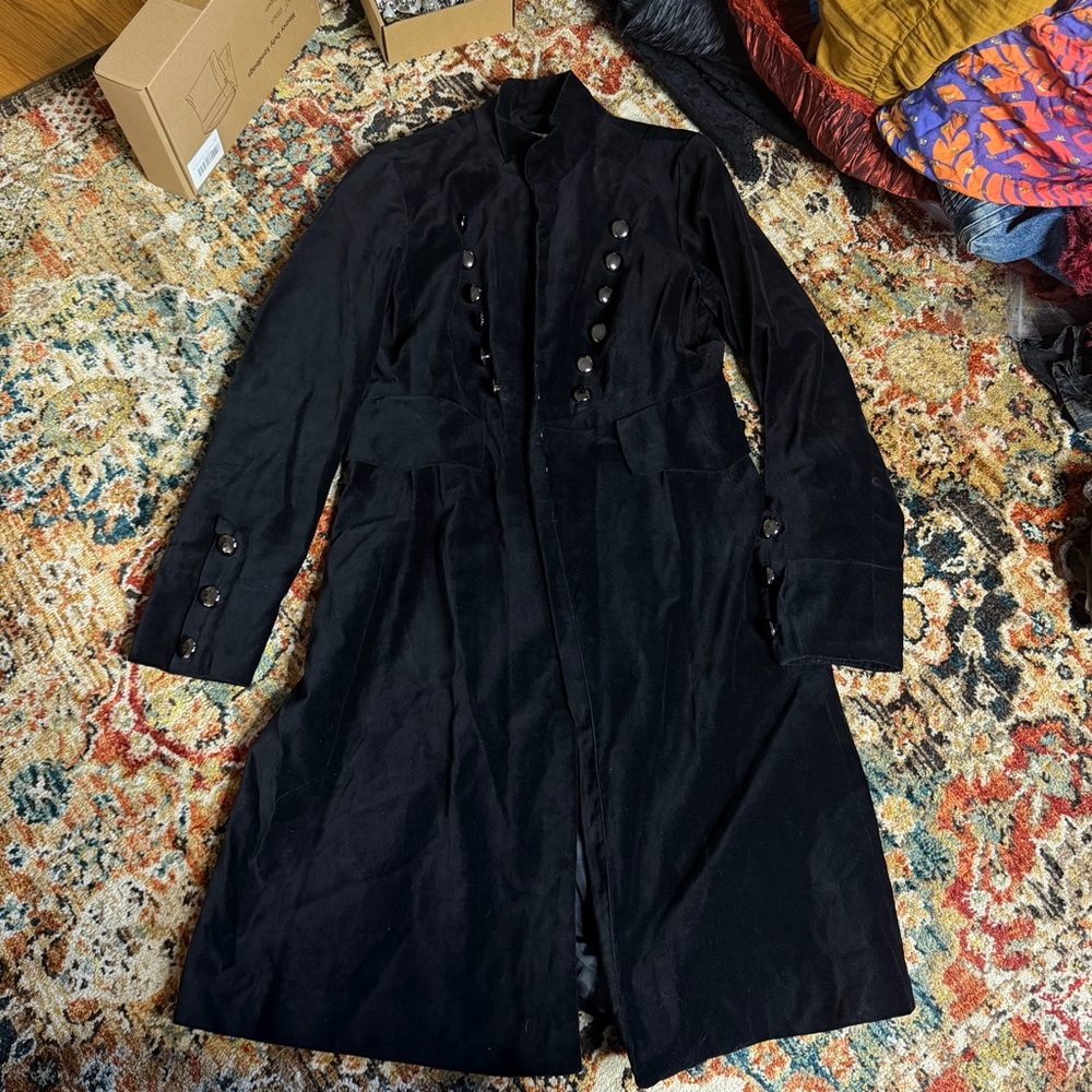 Vintage whimsigoth Newport new velvet military duster